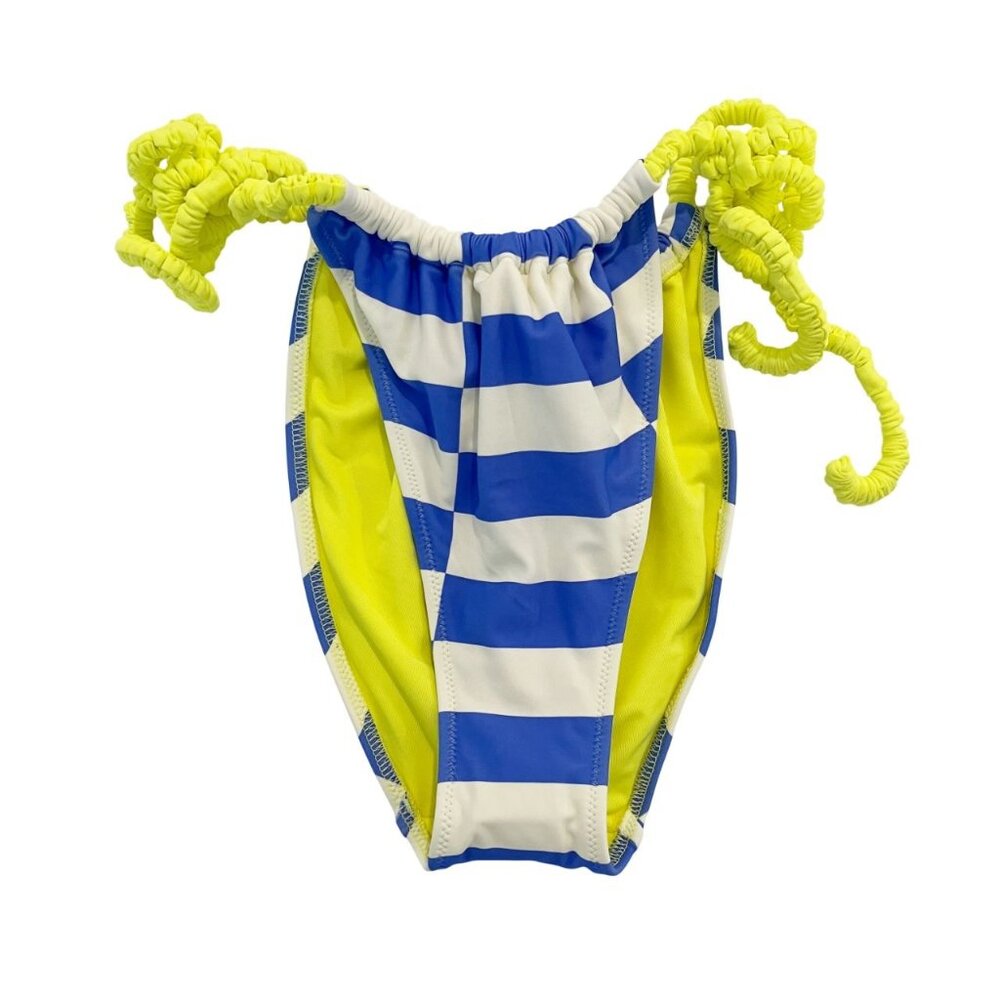 NEW Aerie Cheekiest Tie Side Bikini Bottoms Blue White Checkered Neon Size Large